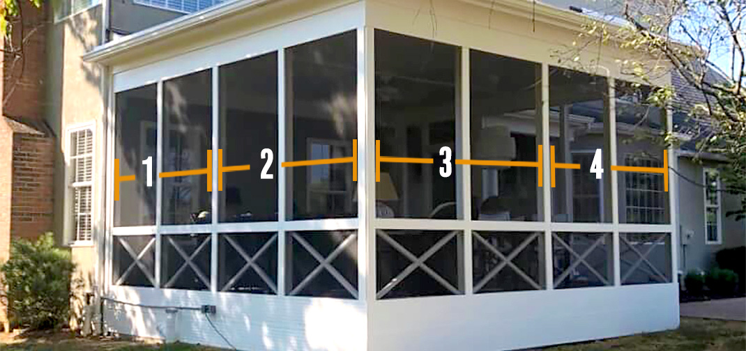 To ensure proper fit, a max width for the vinyl porch enclosures should be measured from the ouside of the desired structure.